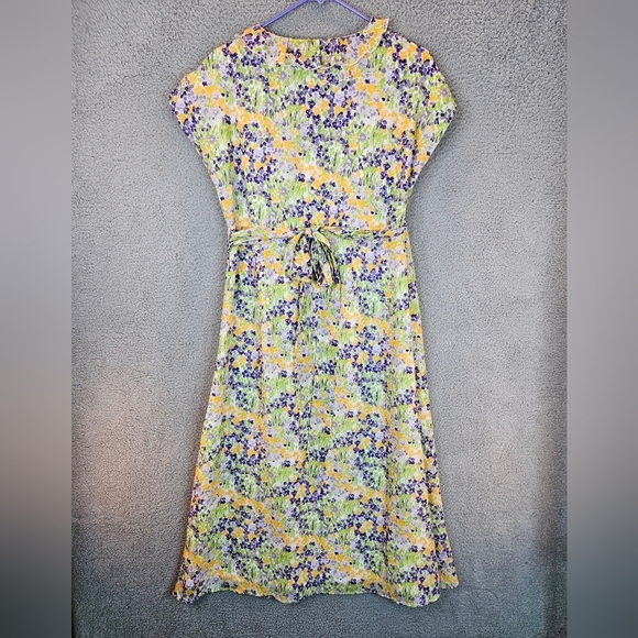 Chadwicks Womens Spring Summer Floral Ruffle Semi Wrap Midi Dress Sz 10 - Picture 8 of 11